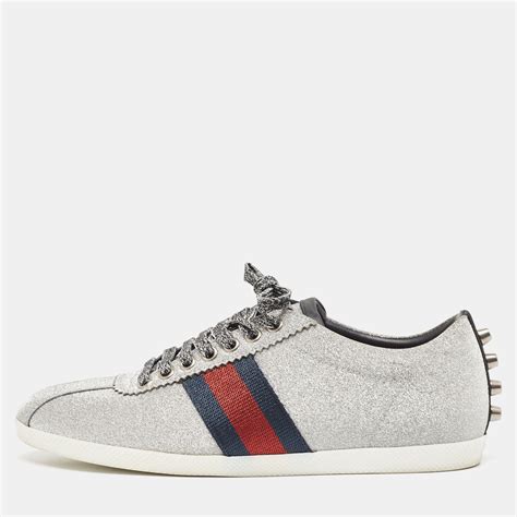 gucci silver glitter web bambi sneakers|Gucci web silver.